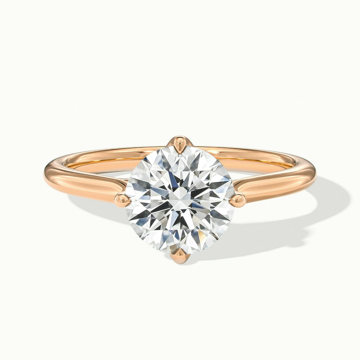 Tia 3 Carat Round Cut Solitaire Lab Grown Engagement Ring in 10k Rose Gold