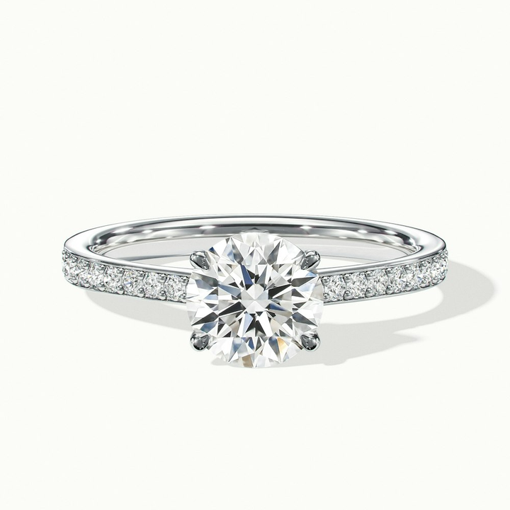 Kate 1 Carat Round Cut Solitaire Pave Lab Grown Engagement Ring in 14k White Gold