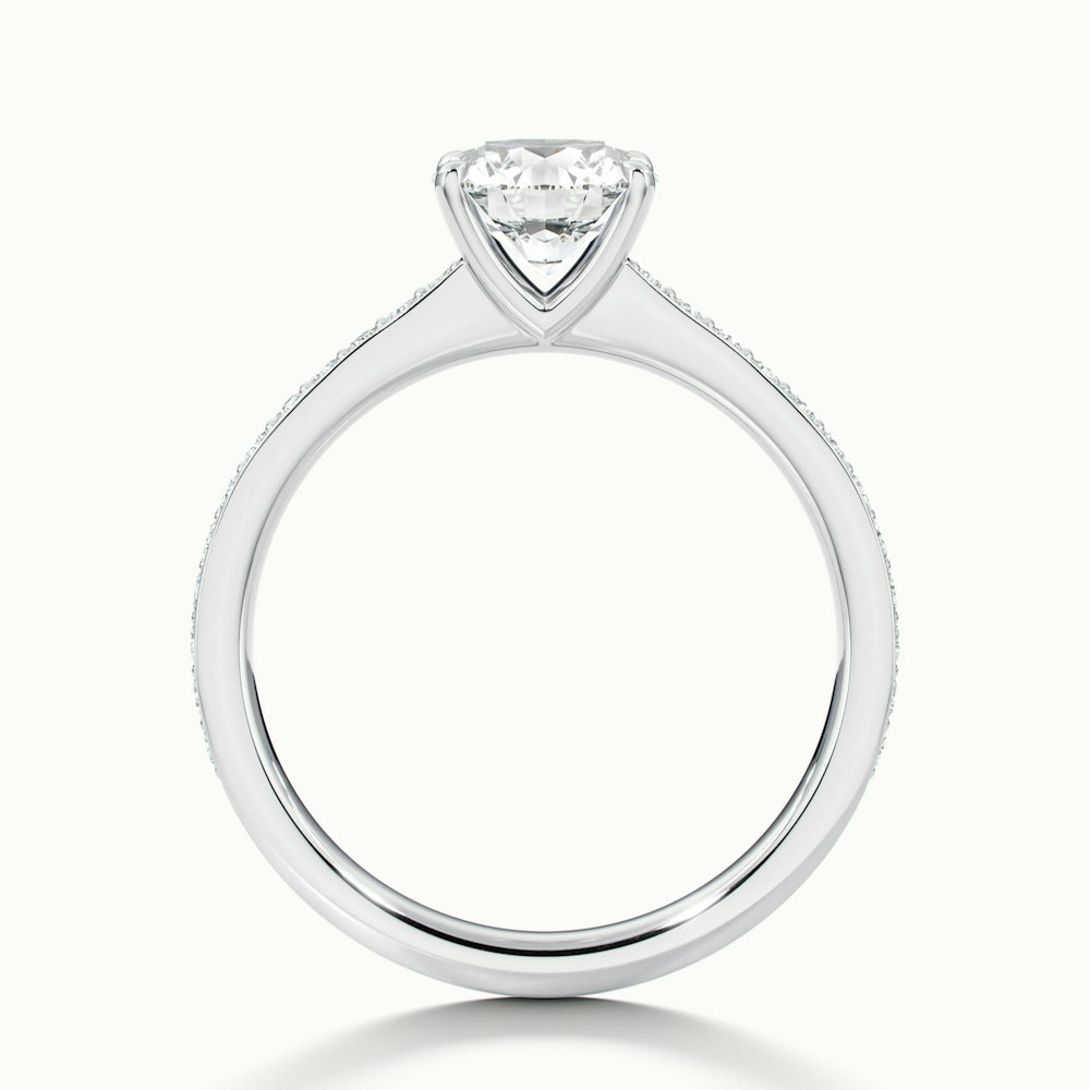 Elma 1 Carat Round Cut Solitaire Pave Moissanite Diamond Ring in 10k White Gold