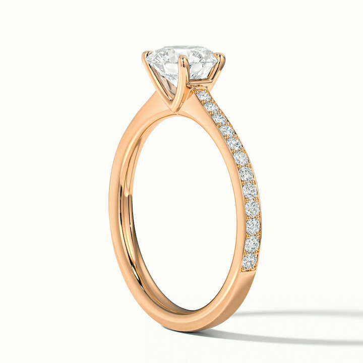 Kate 3 Carat Round Cut Solitaire Pave Lab Grown Engagement Ring in 10k Rose Gold
