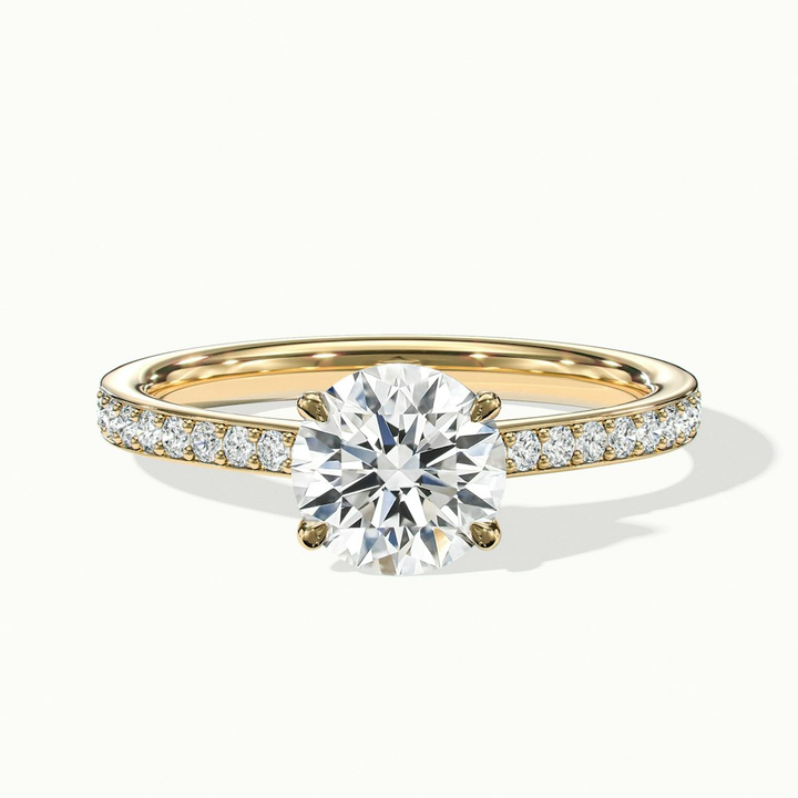 Elma 2.5 Carat Round Cut Solitaire Pave Moissanite Diamond Ring in 10k Yellow Gold