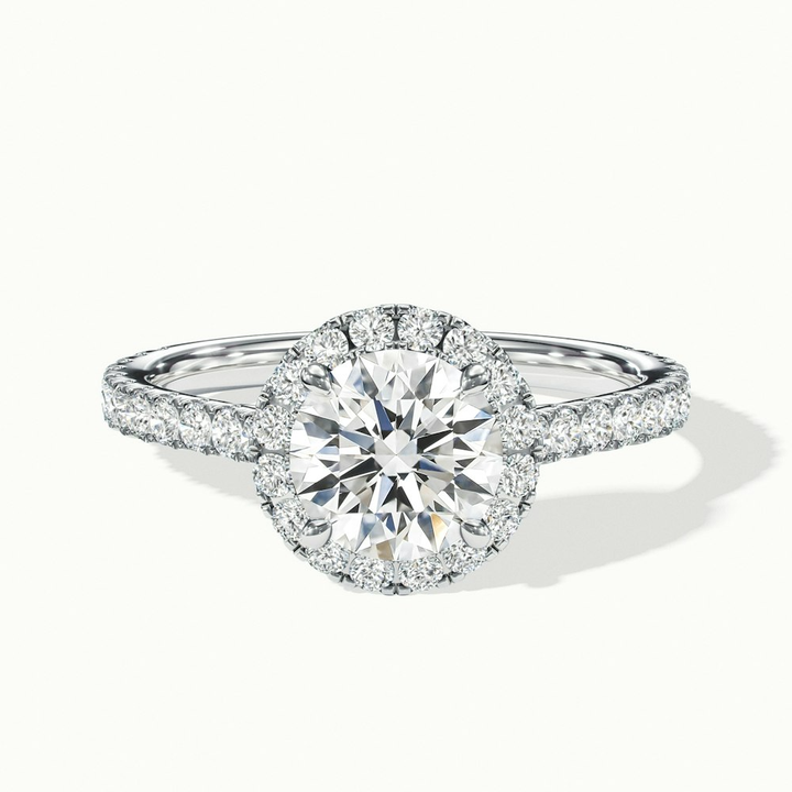 Ava 2 Carat Round Halo Pave Lab Grown Engagement Ring in 14k White Gold