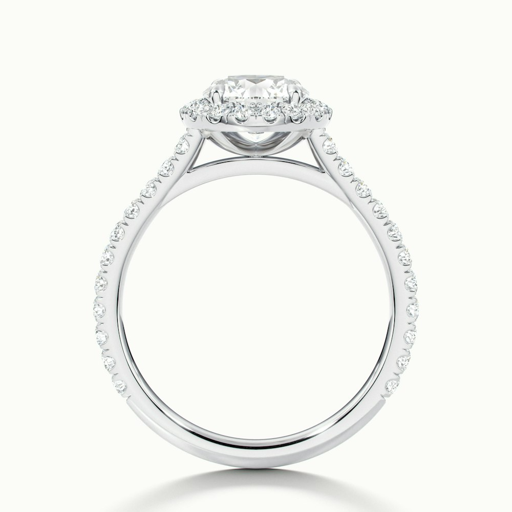 Ava 2 Carat Round Halo Pave Lab Grown Engagement Ring in 14k White Gold