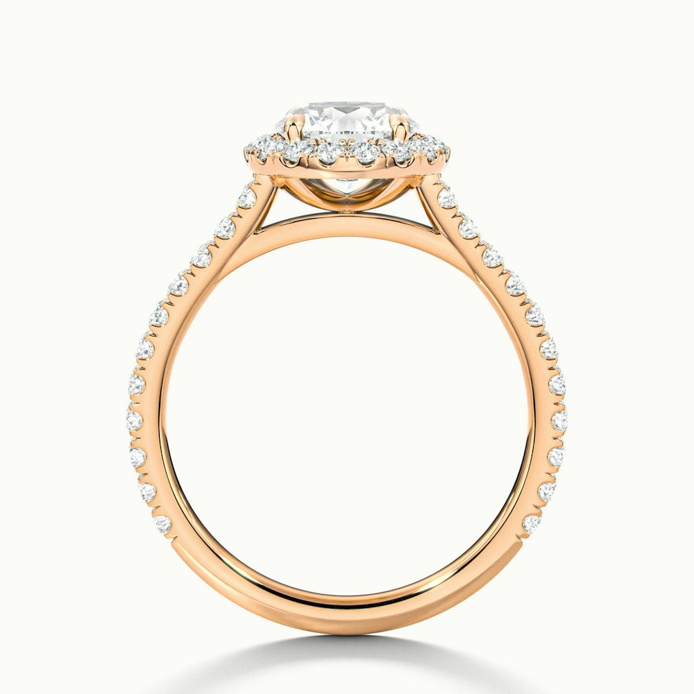 Pearl 5 Carat Round Halo Pave Moissanite Diamond Ring in 18k Rose Gold
