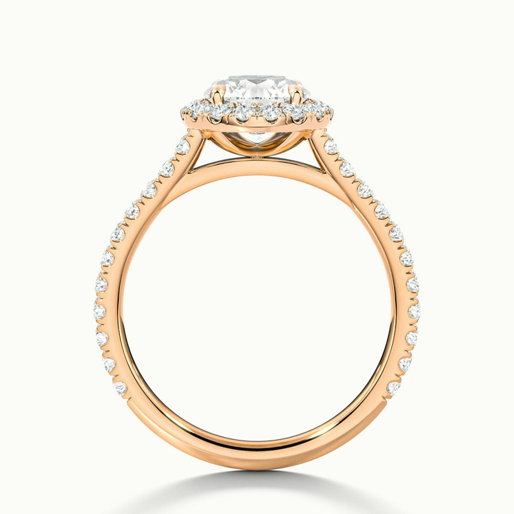 Pearl 3 Carat Round Halo Pave Moissanite Diamond Ring in 10k Rose Gold