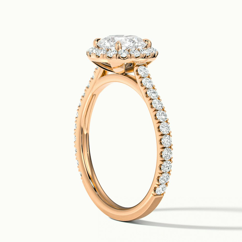 Pearl 3 Carat Round Halo Pave Moissanite Diamond Ring in 10k Rose Gold