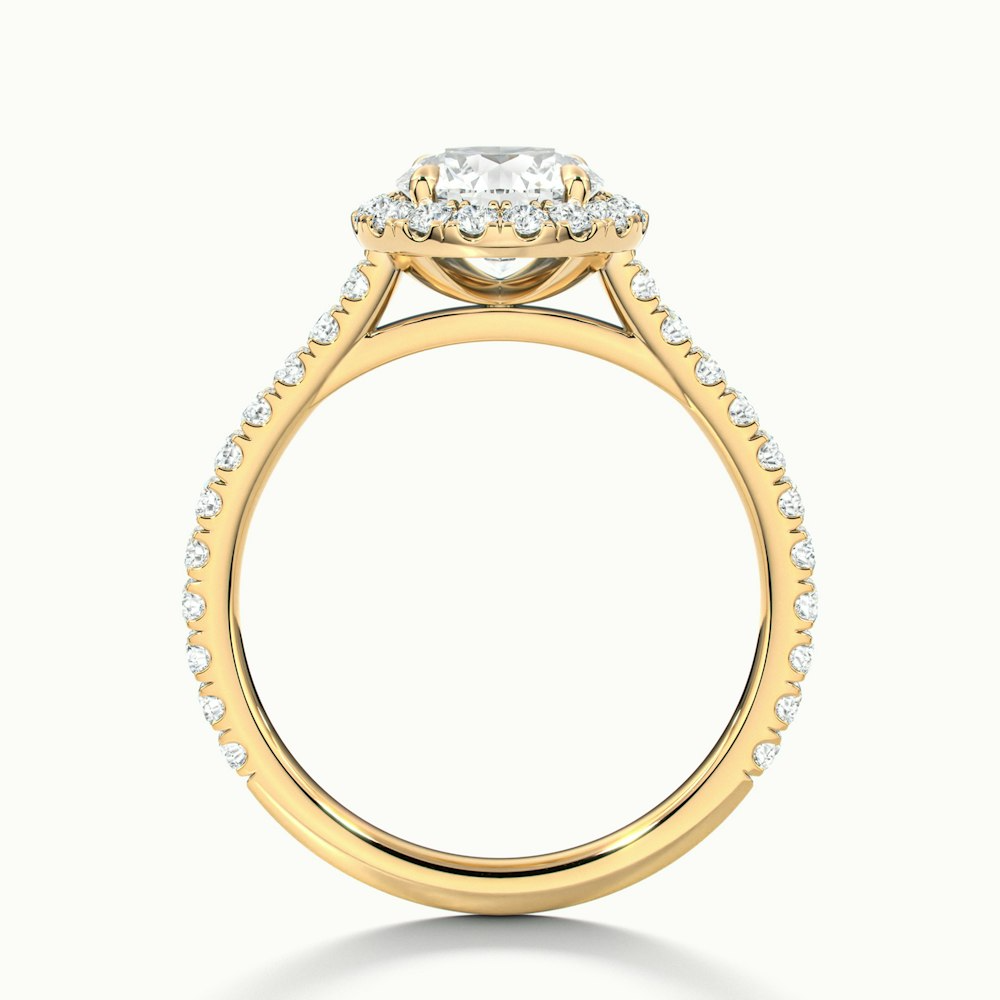 Ava 2 Carat Round Halo Pave Lab Grown Engagement Ring in 14k Yellow Gold