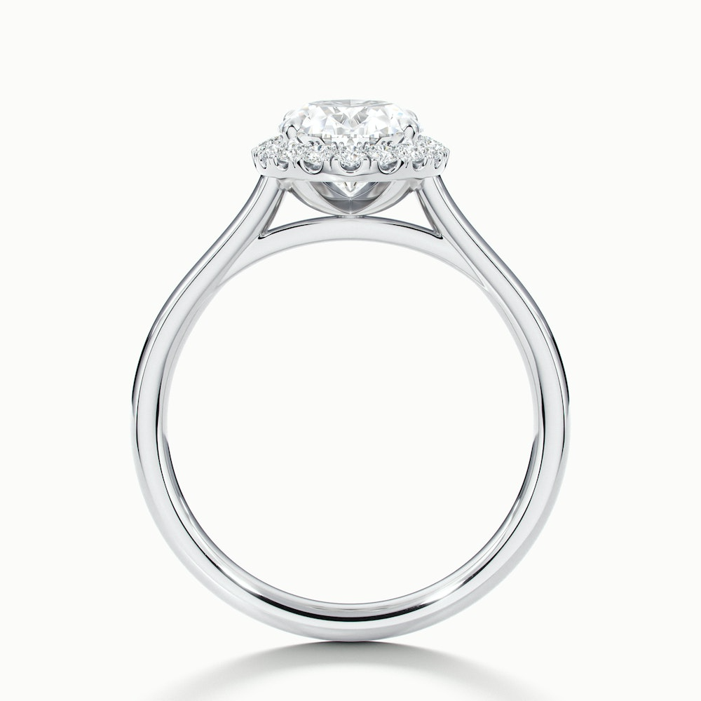 Mira 2 Carat Oval Halo Lab Grown Engagement Ring in 10k White Gold