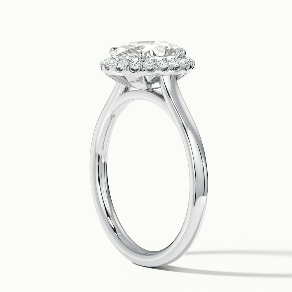 Mira 2 Carat Oval Halo Lab Grown Engagement Ring in 14k White Gold