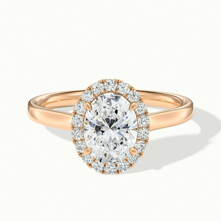 Sofia 3 Carat Oval Halo Moissanite Diamond Ring in 10k Rose Gold