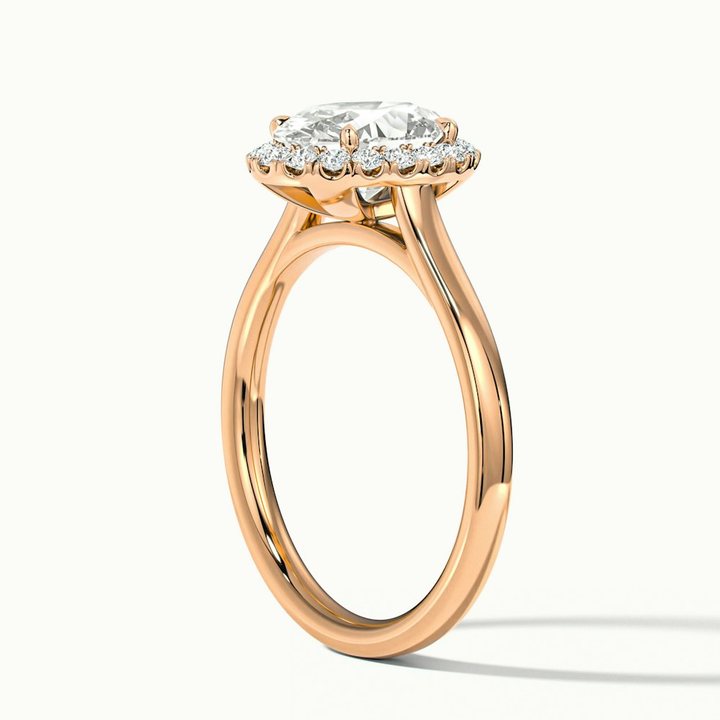 Mira 3 Carat Oval Halo Lab Grown Engagement Ring in 10k Rose Gold