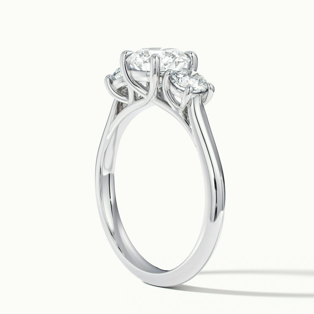 Lyra 2 Carat Round 3 Stone Lab Grown Engagement Ring in 14k White Gold