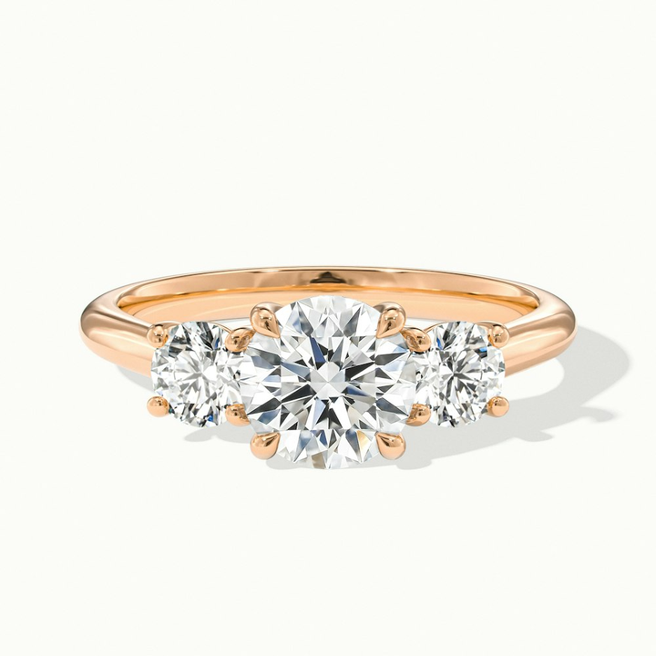 Lyra 1.5 Carat Round 3 Stone Lab Grown Engagement Ring in 10k Rose Gold