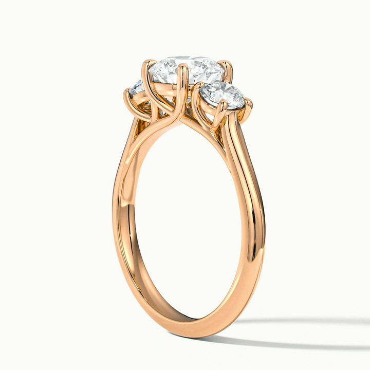Lyra 3 Carat Round 3 Stone Lab Grown Engagement Ring in 10k Rose Gold