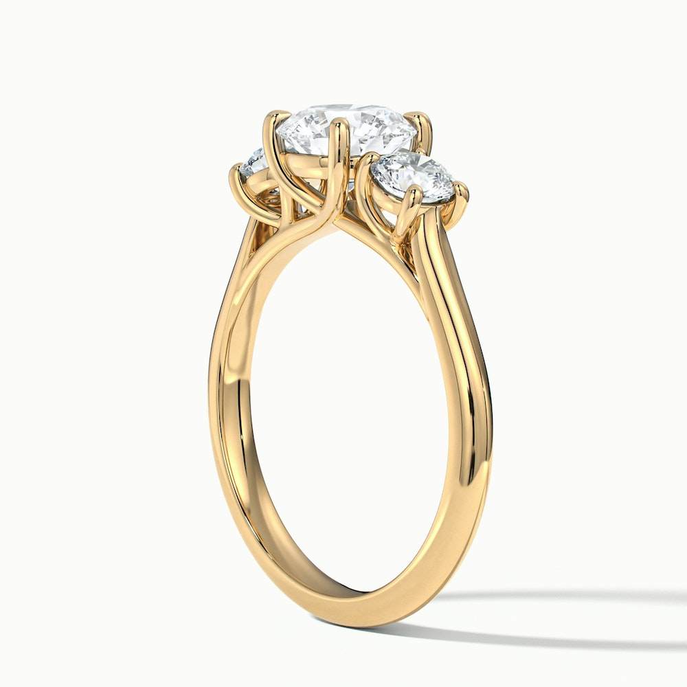 Lyra 1 Carat Round 3 Stone Lab Grown Engagement Ring in 10k Yellow Gold