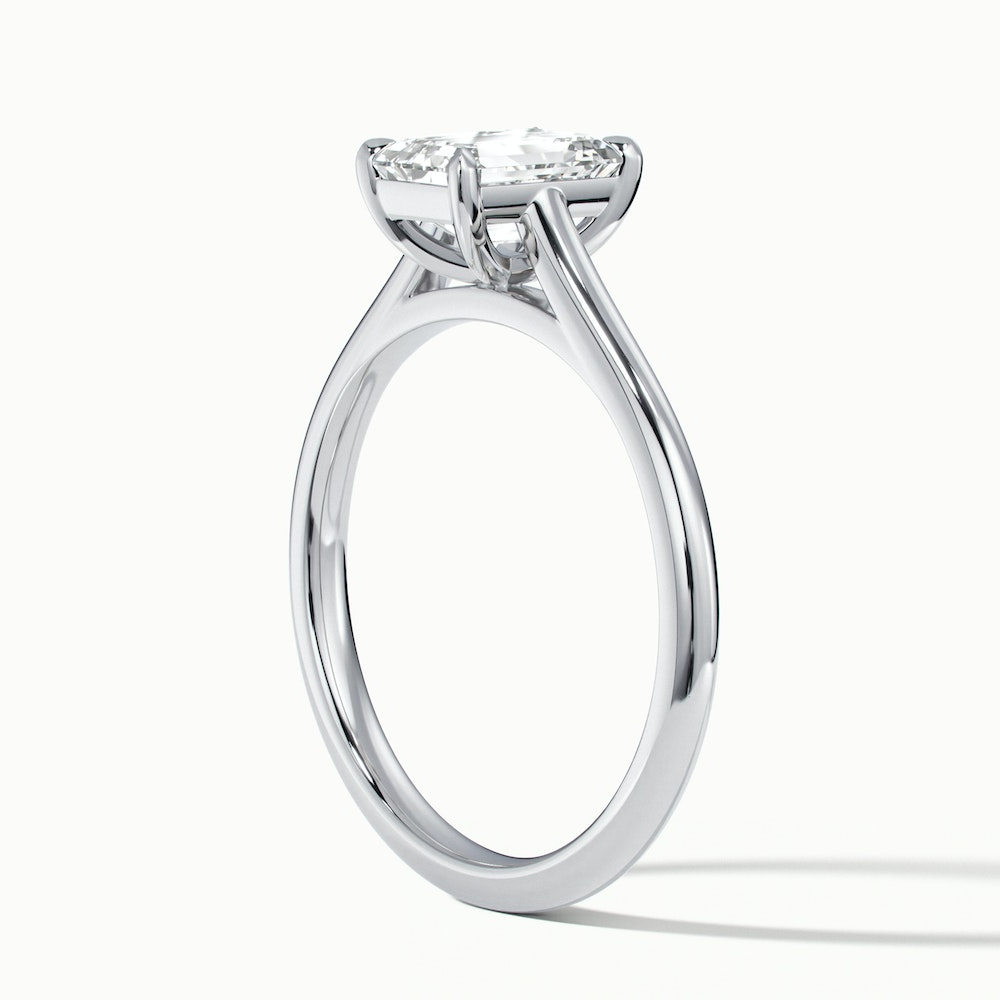 Mary 2 Carat Emerald Cut Solitaire Lab Grown Engagement Ring in 14k White Gold
