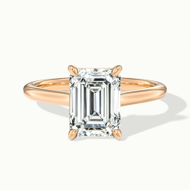 Mary 2 Carat Emerald Cut Solitaire Lab Grown Engagement Ring in 14k Rose Gold