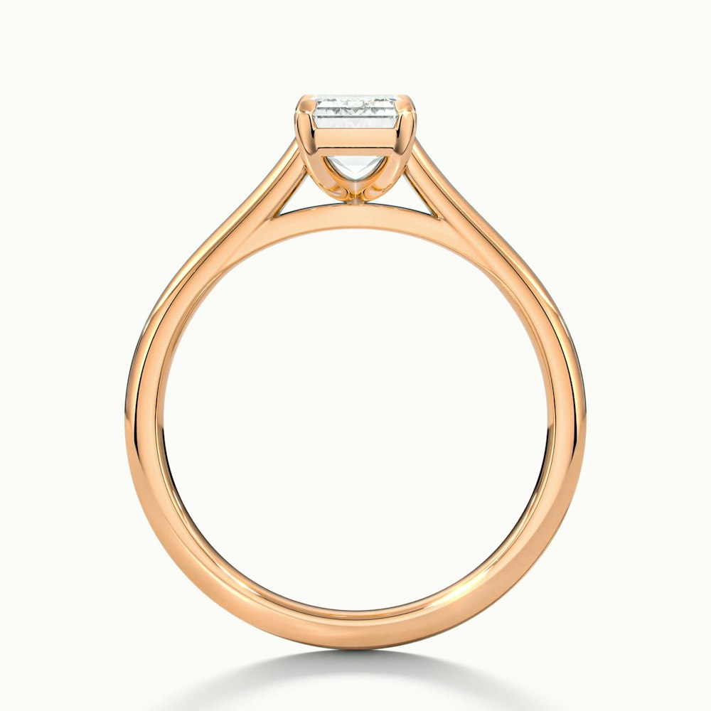 Mary 3 Carat Emerald Cut Solitaire Lab Grown Engagement Ring in 10k Rose Gold
