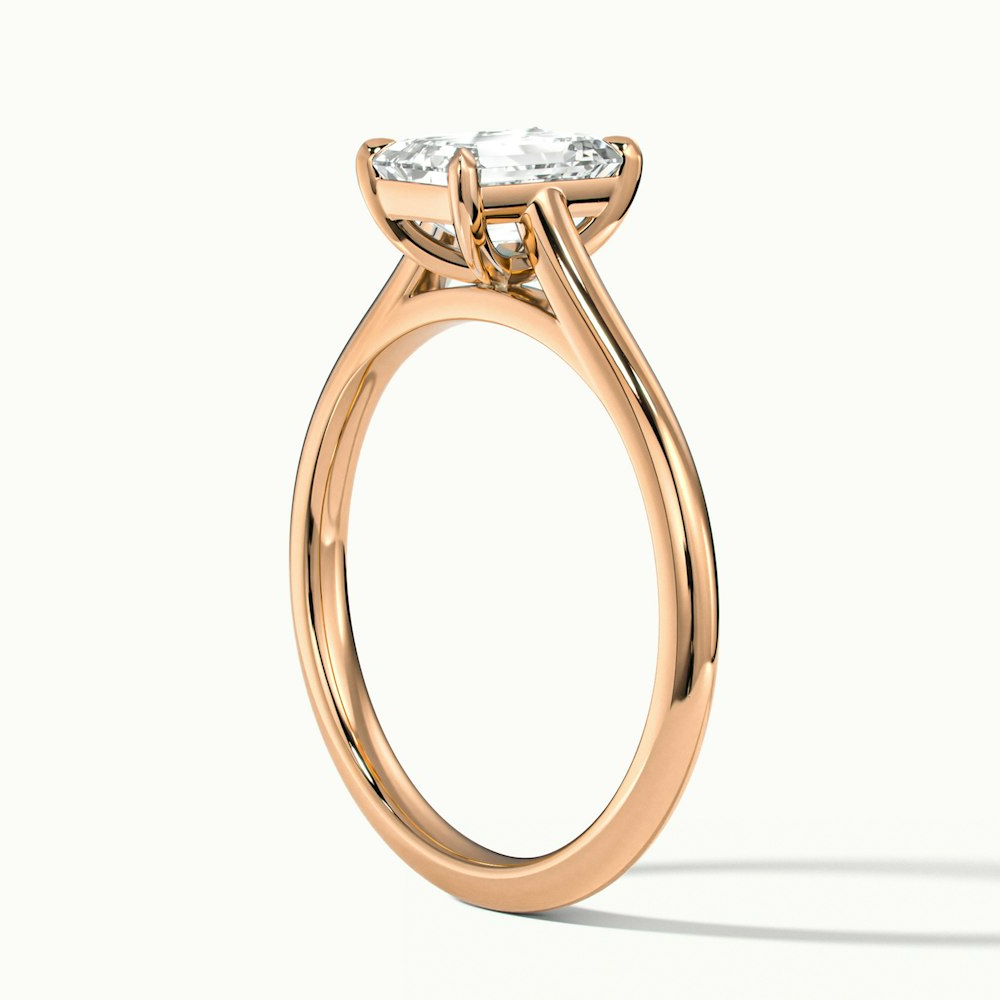 Mary 2 Carat Emerald Cut Solitaire Lab Grown Engagement Ring in 14k Rose Gold