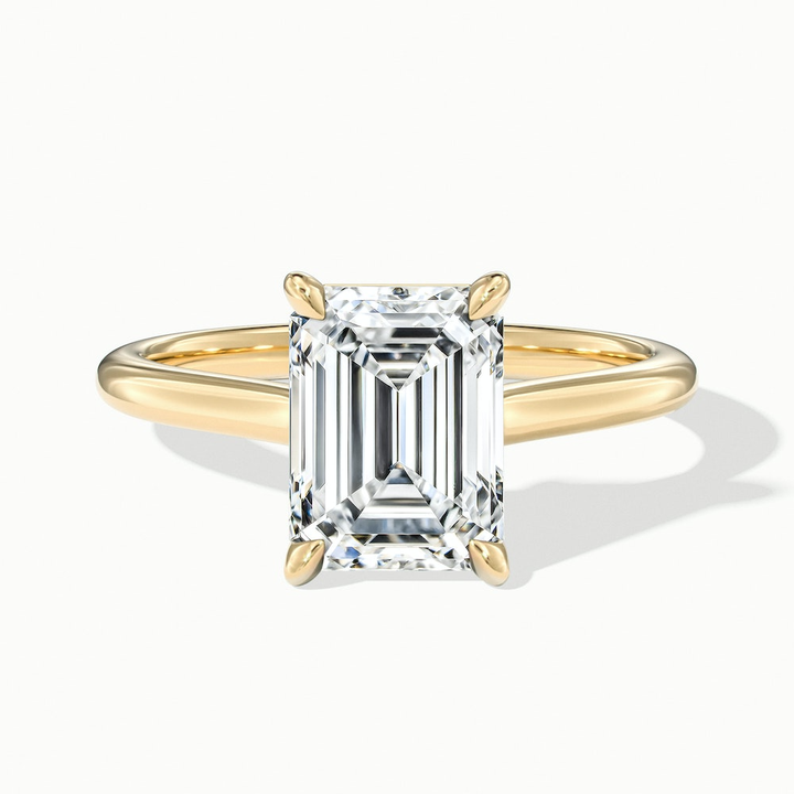 Mary 2.5 Carat Emerald Cut Solitaire Lab Grown Engagement Ring in 14k Yellow Gold