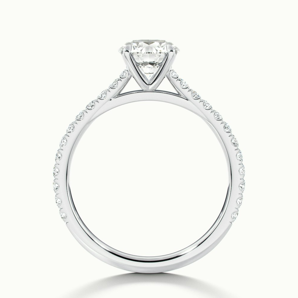 Sarah 5 Carat Round Solitaire Scallop Moissanite Diamond Ring in 10k White Gold
