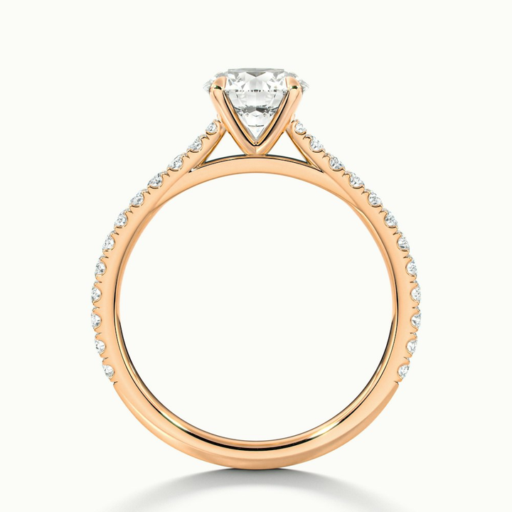Sarah 3 Carat Round Solitaire Scallop Moissanite Diamond Ring in 10k Rose Gold