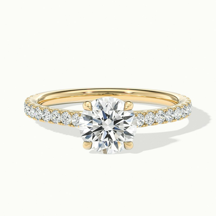 Sarah 1.5 Carat Round Solitaire Scallop Moissanite Diamond Ring in 10k Yellow Gold