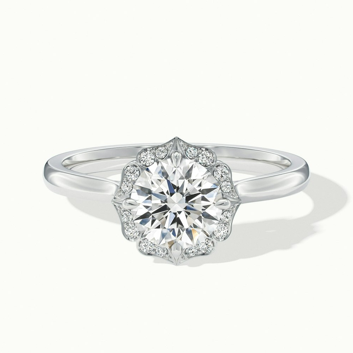 Ruby 5 Carat Round Halo Moissanite Diamond Ring in 10k White Gold