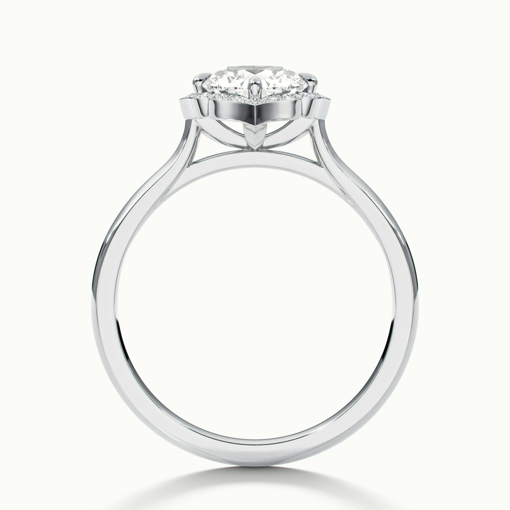 Ruby 4 Carat Round Halo Moissanite Diamond Ring in 14k White Gold