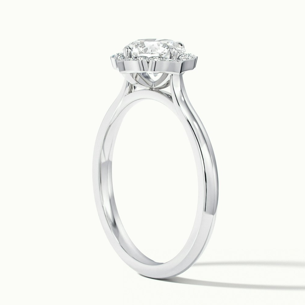 Ruby 5 Carat Round Halo Moissanite Diamond Ring in 18k White Gold