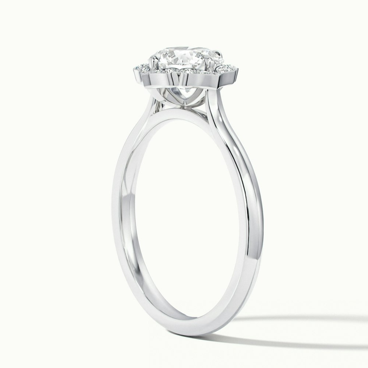 Ruby 4 Carat Round Halo Moissanite Diamond Ring in 14k White Gold