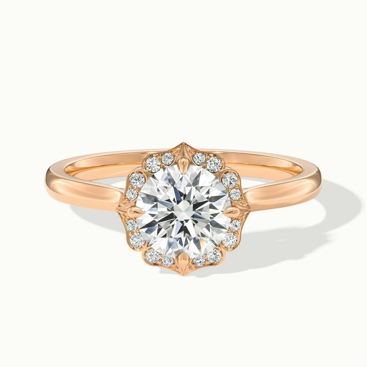 Nyla 3 Carat Round Halo Lab Grown Engagement Ring in 14k Rose Gold