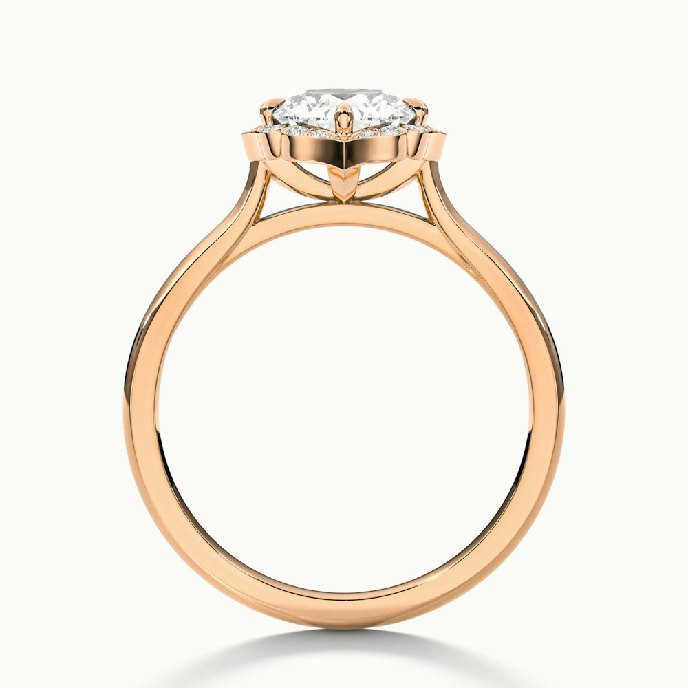 Ruby 3 Carat Round Halo Moissanite Diamond Ring in 10k Rose Gold