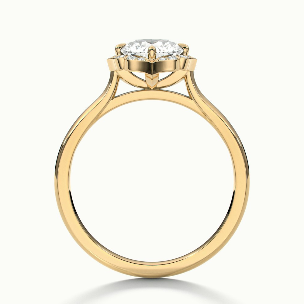 Ruby 1 Carat Round Halo Moissanite Diamond Ring in 18k Yellow Gold