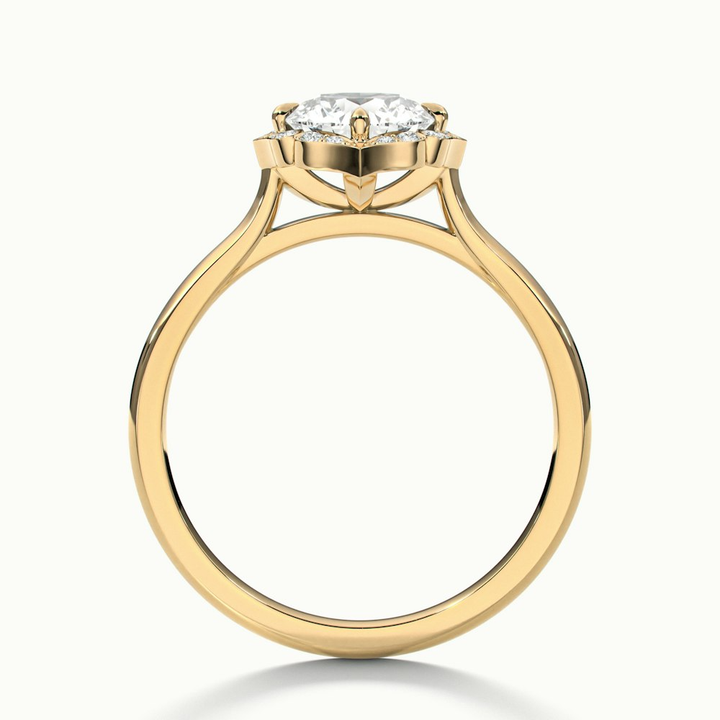 Ruby 3 Carat Round Halo Moissanite Diamond Ring in 18k Yellow Gold
