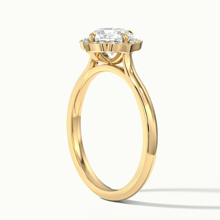 Ruby 2.5 Carat Round Halo Moissanite Diamond Ring in 18k Yellow Gold