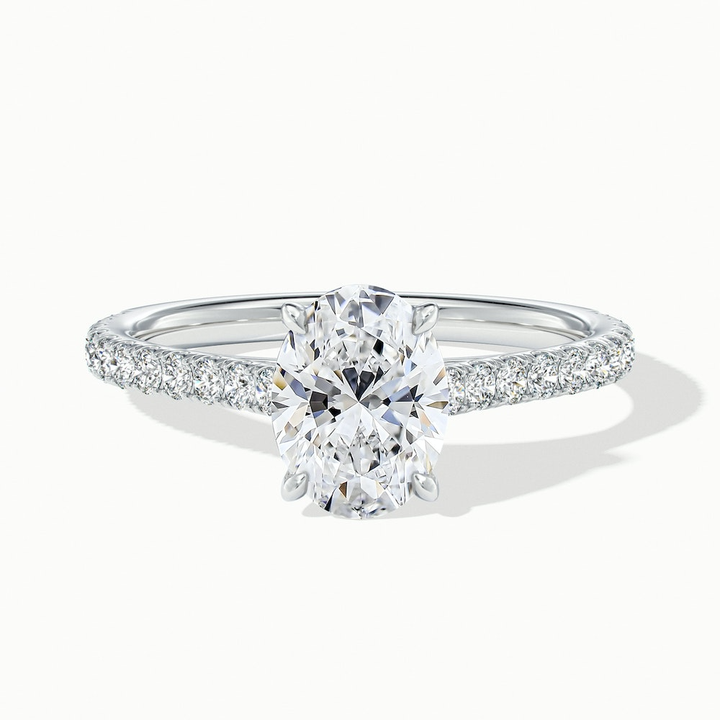 Zoe 1 Carat Oval Solitaire Scallop Lab Grown Engagement Ring in 10k White Gold
