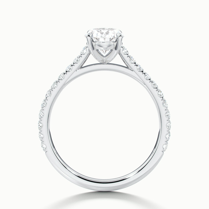 Zoe 2 Carat Oval Solitaire Scallop Lab Grown Engagement Ring in 14k White Gold