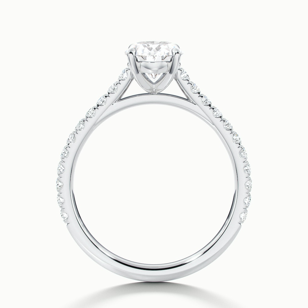 Zoe 5 Carat Oval Solitaire Scallop Lab Grown Engagement Ring in 18k White Gold