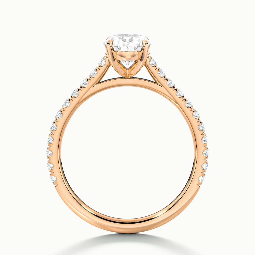 Diana 2 Carat Oval Solitaire Scallop Moissanite Diamond Ring in 10k Rose Gold