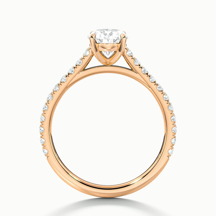 Zoe 3 Carat Oval Solitaire Scallop Lab Grown Engagement Ring in 10k Rose Gold