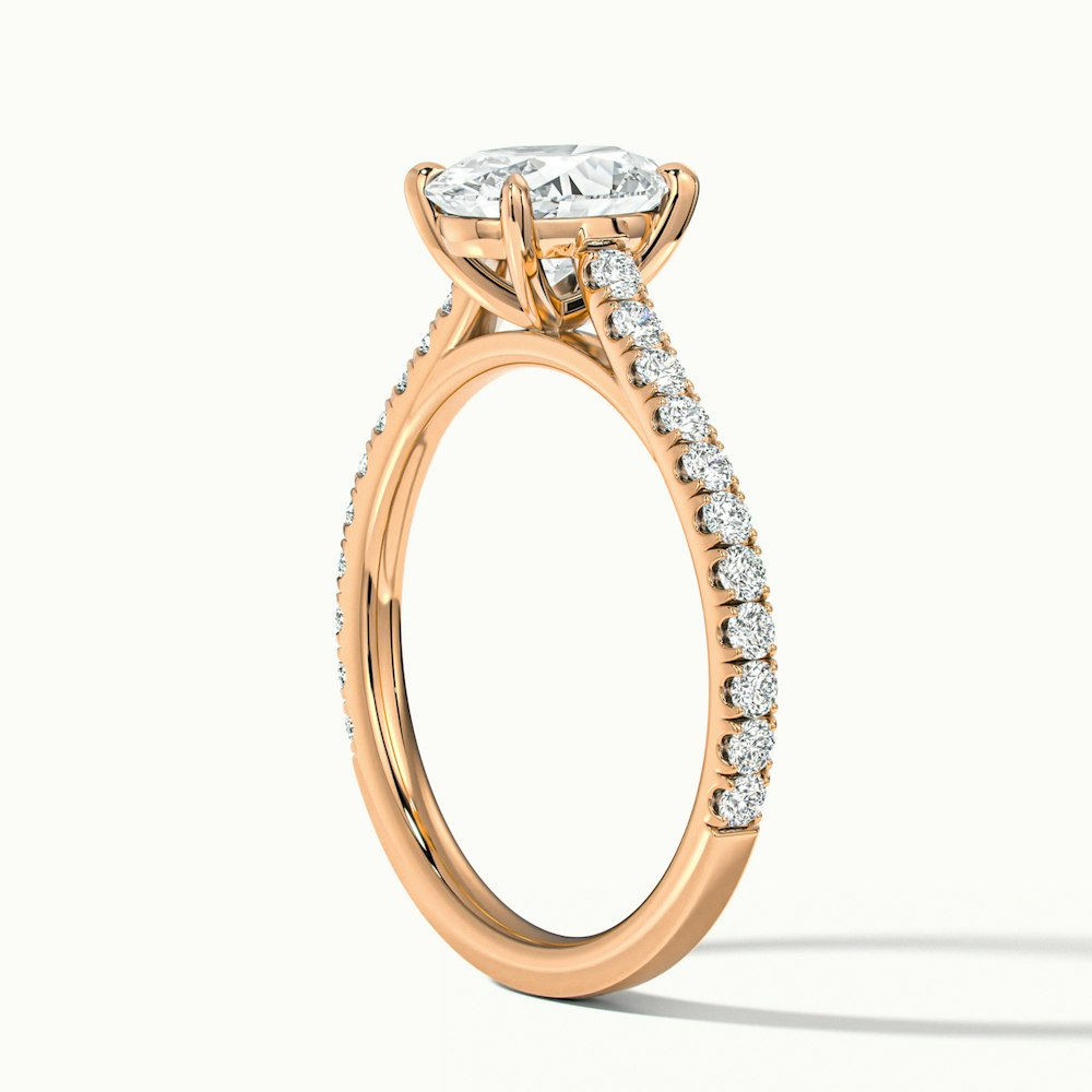 Zoe 4 Carat Oval Solitaire Scallop Lab Grown Engagement Ring in 14k Rose Gold