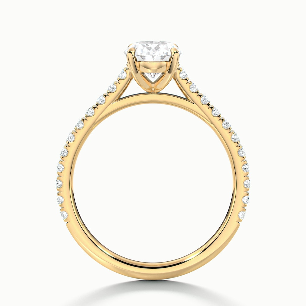 Zoe 3 Carat Oval Solitaire Scallop Lab Grown Engagement Ring in 10k Yellow Gold