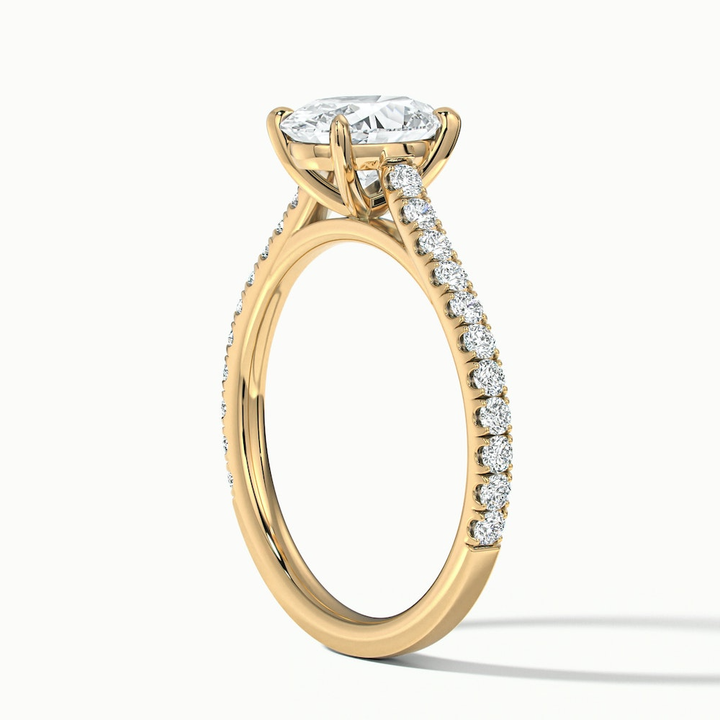 Zoe 1 Carat Oval Solitaire Scallop Lab Grown Engagement Ring in 14k Yellow Gold