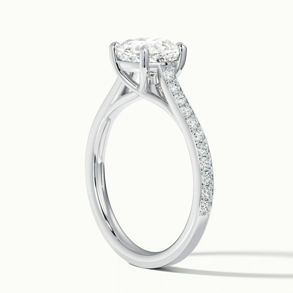 Nina 2 Carat Cushion Cut Solitaire Pave Moissanite Diamond Ring in Platinum