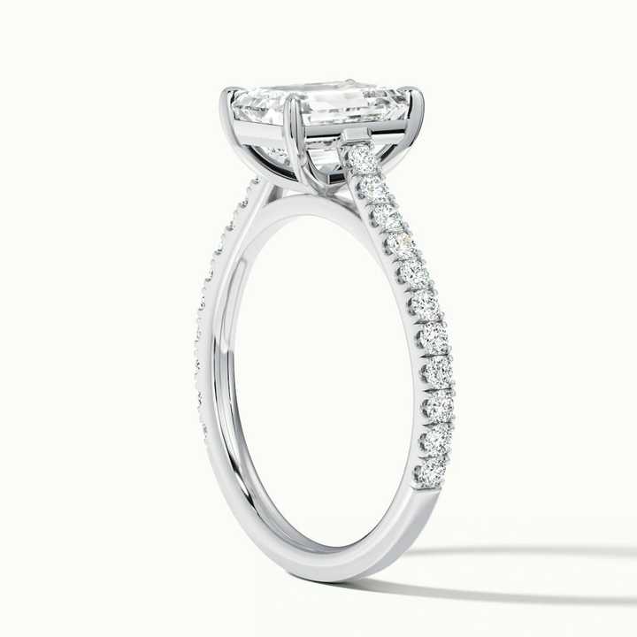 Kira 1 Carat Emerald Cut Solitaire Scallop Lab Grown Engagement Ring in 14k White Gold
