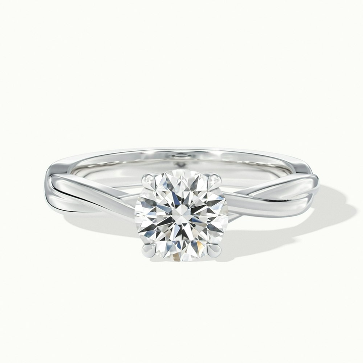 Lucy 5 Carat Round Solitaire Moissanite Diamond Ring in 10k White Gold