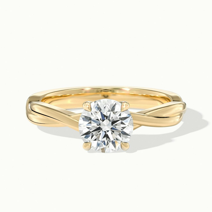 Lucy 3 Carat Round Solitaire Moissanite Diamond Ring in 10k Yellow Gold