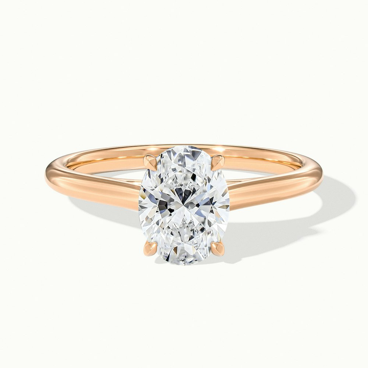 Rose 3 Carat Oval Solitaire Lab Grown Engagement Ring in 18k Rose Gold