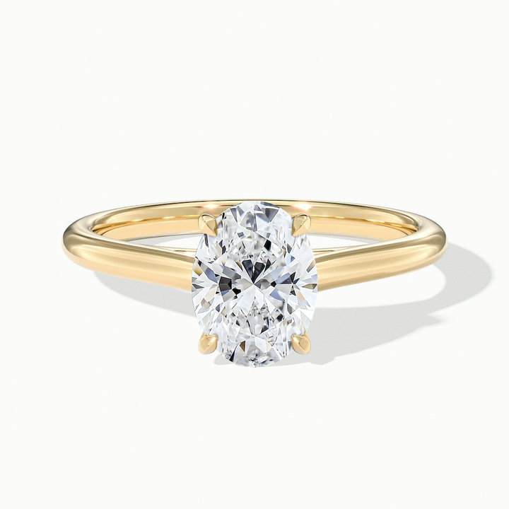 Love 2 Carat Oval Solitaire Moissanite Diamond Ring in 10k Yellow Gold